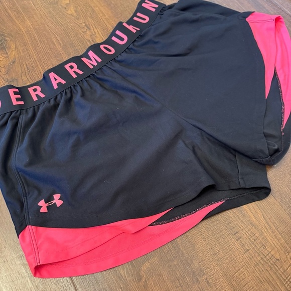 Under Armour Women's Black and Pink Shorts - Picture 1 of 4